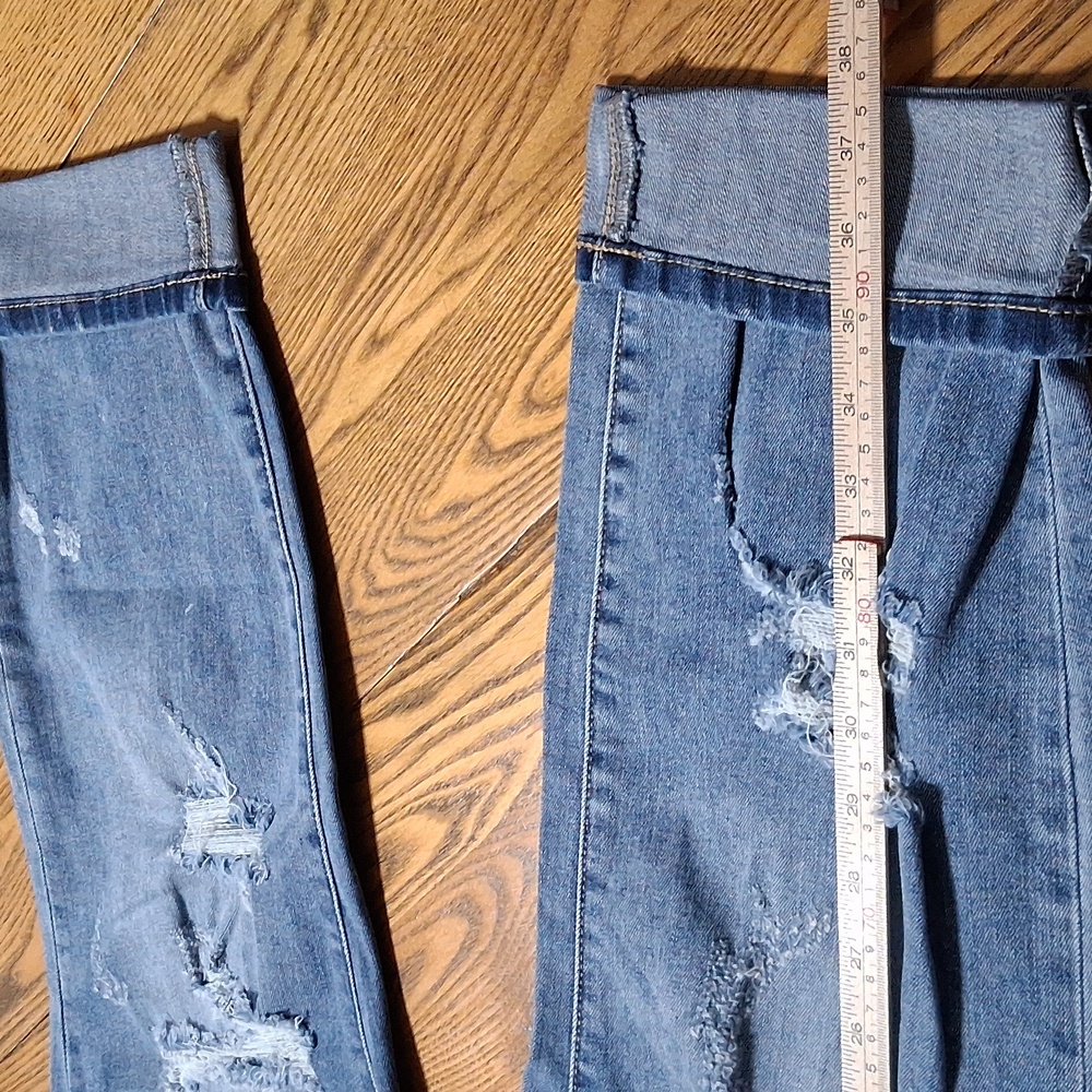 JUDY BLUE Jeans Women 16W BLUE BOYFRIEND FIT CUFFED CUFF Distresseed Preowned - Picture 2 of 8
